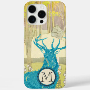 Monogram  Deer Art Nouveau Forest iphone iPhone 16 Pro Max Hoesje