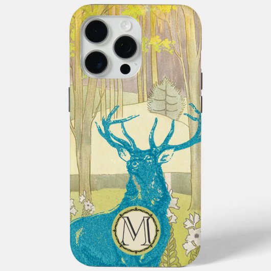 Monogram  Deer Art Nouveau Forest iphone Case-Mate iPhone Case (Achterkant)