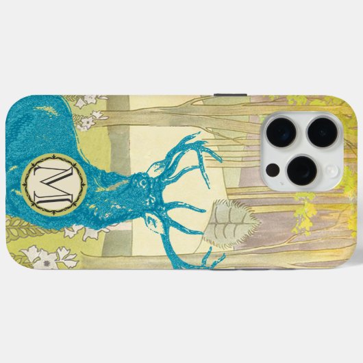 Monogram Deer Art Nouveau Forest iphone Case-Mate iPhone Case (Achterkant (horizontaal))