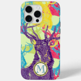 Monogram  Deer Art Nouveau Forest iphone iPhone 15 Pro Max Hoesje