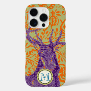Monogram  Deer Art Nouveau Forest iphone iPhone 16 Pro Hoesje