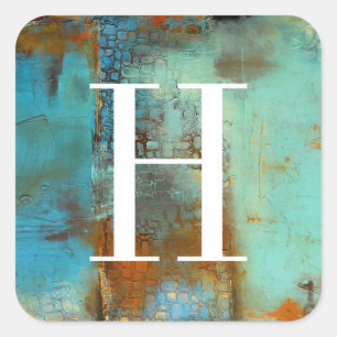 Monogram Deja Blue Vierkante Sticker