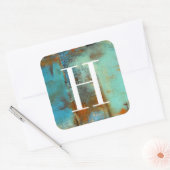 Monogram | Deja Blue Vierkante Sticker (Envelop)