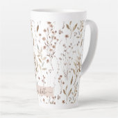 Monogram Delicate Bruine Wilde Bloemen Bladeren Latte Mok (Rechterhoek)