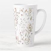 Monogram Delicate Bruine Wilde Bloemen Bladeren Latte Mok (Rechts)