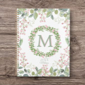 Monogram Delicate Sage Pink Floral Journal/Planner Planner