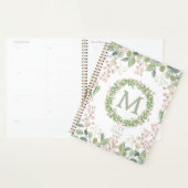 Monogram Delicate Sage Pink Floral Journal/Planner Planner (Display)
