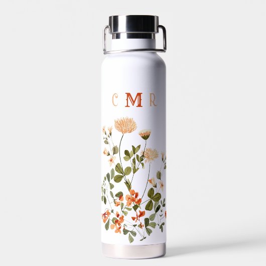 Monogram Delicate Spring Floral Botanical Waterfles (Achterkant)