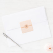Monogram Delicate Trendy Sinaasappel Chevron Vierkante Sticker (Envelop)