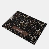 Monogram Delicate Waterverf Bruine Bloemen Bladere Deurmat (Schuin)