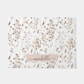 Monogram Delicate Waterverf Bruine Bloemen Bladere Deurmat (Voorkant)