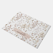 Monogram Delicate Waterverf Bruine Bloemen Bladere Deurmat (Schuin)