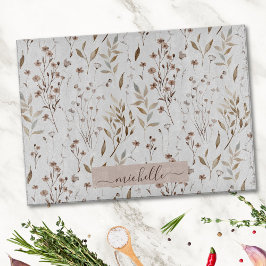 Monogram delicate Waterverf gedroogde bloemen blad Snijplank