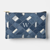 Monogram Denim Blauw en Wit Patchwork Lattice Etui (Voorkant)