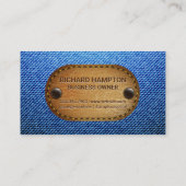 Monogram | Denim Bruin Leren Gezoomde Patch Visitekaartje (Achterkant)