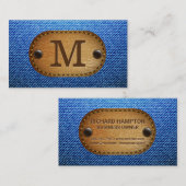 Monogram | Denim Bruin Leren Gezoomde Patch Visitekaartje (Voorkant / Achterkant)