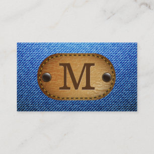 Monogram   Denim Bruin Leren Gezoomde Patch Visitekaartje