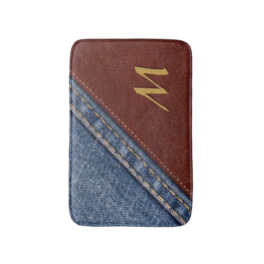  Monogram Denim en Leder Badmat (Voorkant Verticaal)