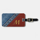 Monogram Denim en Leder Bagagelabel (Voorkant horizontaal)