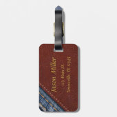  Monogram Denim en Leder Bagagelabel (Achterkant verticaal)