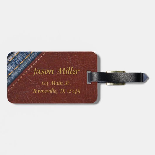  Monogram Denim en Leder Bagagelabel (Achterkant horizontaal)