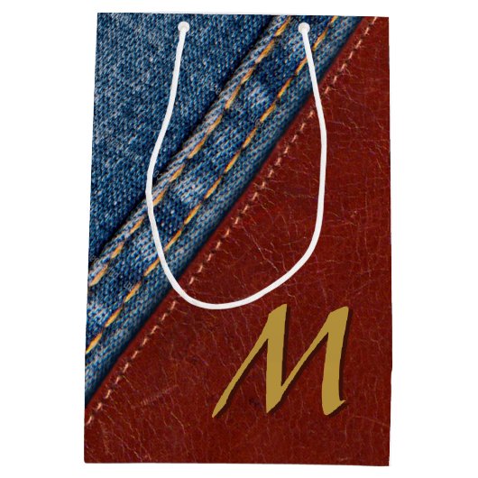 Monogram Denim en Leder Medium Cadeauzakje (Achterkant)