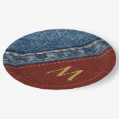  Monogram Denim en Leder Papieren Bordje (Gekanteld)