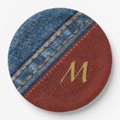  Monogram Denim en Leder Papieren Bordje (Voorkant)