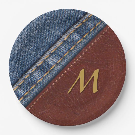  Monogram Denim en Leder Papieren Bordje (Voorkant)