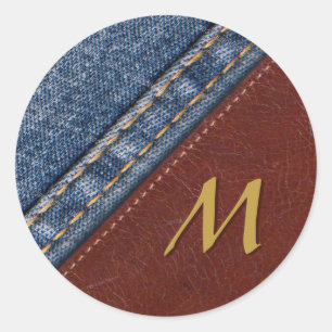 Monogram Denim en Leder Ronde Sticker