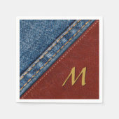  Monogram Denim en Leder Servetten (Voorkant)