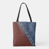 Monogram Denim en Leder Tote Bag (Achterkant)
