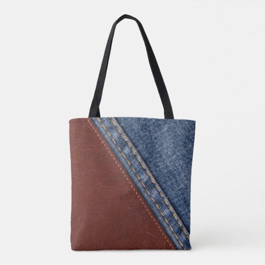  Monogram Denim en Leder Tote Bag (Achterkant)