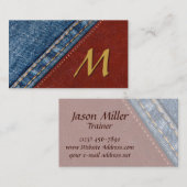 Monogram Denim en Leder Visitekaartje (Voorkant / Achterkant)