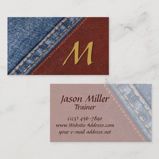  Monogram Denim en Leder Visitekaartje (Voorkant / Achterkant)