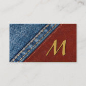 Monogram Denim en Leder Visitekaartje (Voorkant)