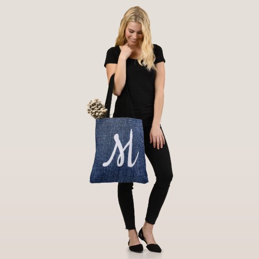Monogram Denim Tote Bag (Op model)
