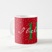 Monogram, denk ik, Rode Witte Sterren 11oz Klassie Koffiemok (Voorkant links)