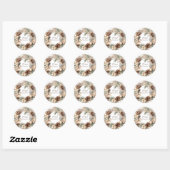 Monogram Denneappel Winterkrans Prettig Kerstfees Ronde Sticker (Vel)