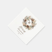 Monogram Denneappel Winterkrans  Prettig Kerstfees Servet (Hoek)