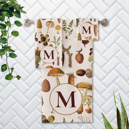 Monogram dennenbos schatten patroon bad handdoek