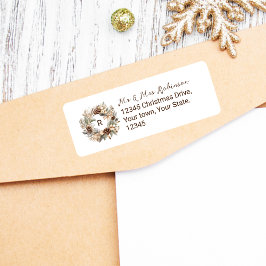 Monogram Dennenzapel & Salie Groene Krans Kerstmis Etiket