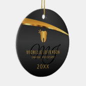 Monogram Dentist 🦷 Kantoor - zwart en goud Keramisch Ornament (Rechts)