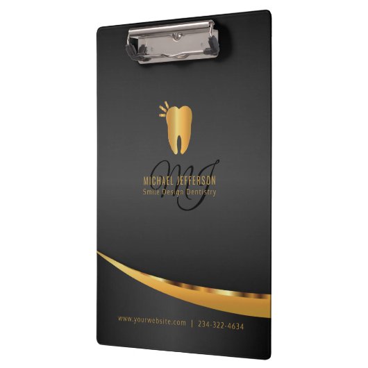 Monogram Dentist Kantoor - zwart en goud Klembord (Links)