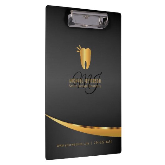 Monogram Dentist Kantoor - zwart en goud Klembord (Rechts)