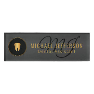 Monogram Dentist Kantoor - zwart en goud Naambadge