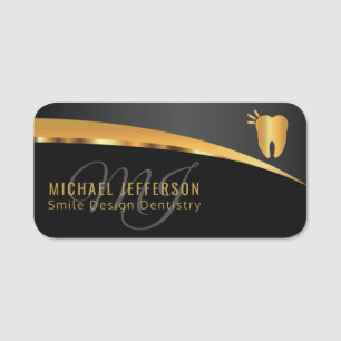 Monogram Dentist Kantoor - zwart en goud Naamplaatje