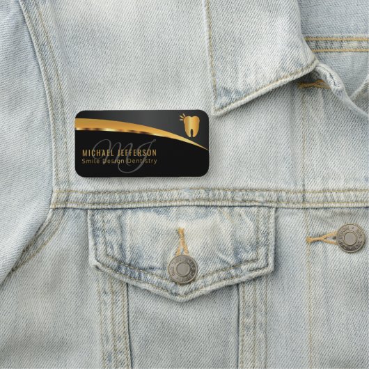 Monogram Dentist Kantoor - zwart en goud Naamplaatje (In situ)