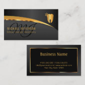 Monogram Dentist Kantoor - zwart en goud Visitekaartje (Voorkant / Achterkant)