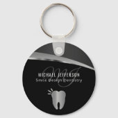 Monogram Dentist Kantoor - zwart en zilver grijs Sleutelhanger (Voorkant)